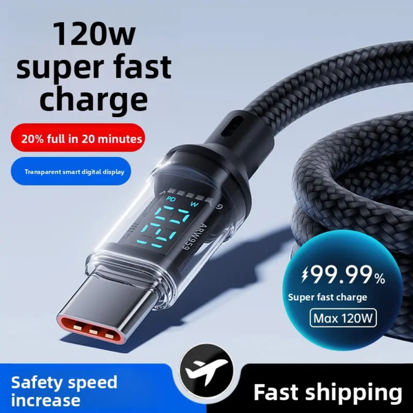 ⚡ NNBILI PD 27W Fast Charging Cable – LED Digital Power Display 🔋 | USB-A to Type-C / iPhone | High-Speed Data Transfer 📶 | Durable Braided Cord 🧵