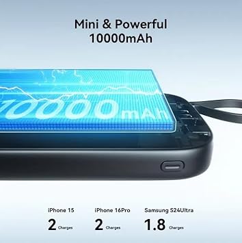 JR-PBF17/JR-PBF18 22.5W Powerbank Built in Type c/Lightning Cable 10000mAh Black