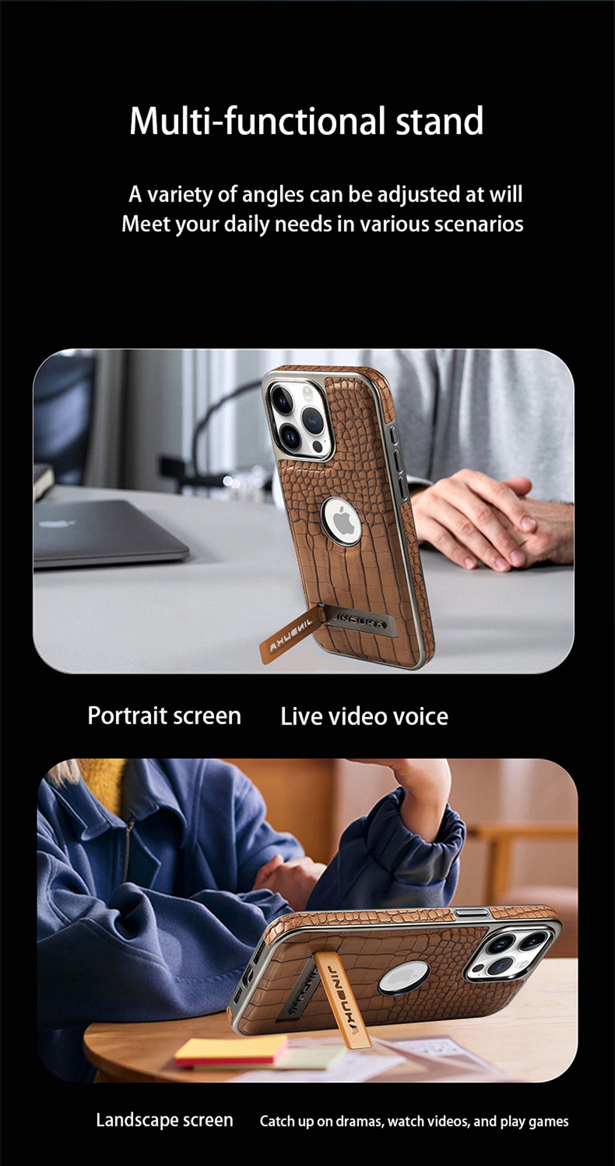 Luxury Crocodile Texture Leather Phone Case for iPhone 2026