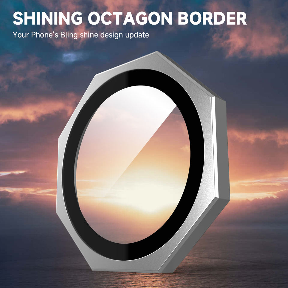 Premium Octagonal 9H Tempered Glass Camera Lens Protector for iPhone 11–17 Pro / Pro Max / Plus Precision Protection. Crystal Perfection