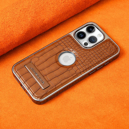 Luxury Crocodile Texture Leather Phone Case for iPhone 2026