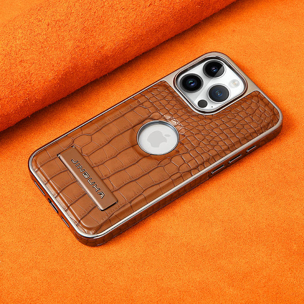 Luxury Crocodile Texture Leather Phone Case for iPhone 2026