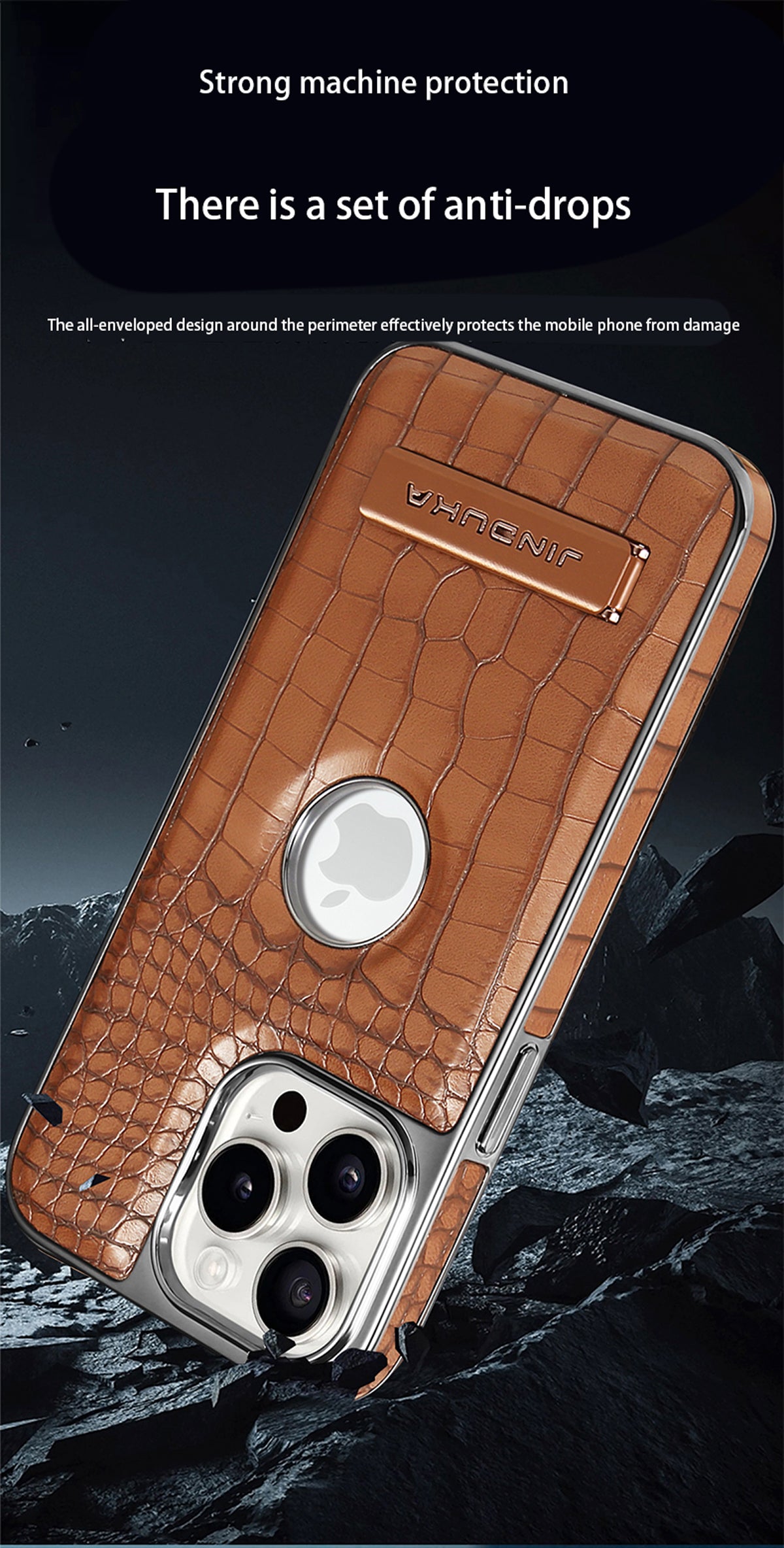 Luxury Crocodile Texture Leather Phone Case for iPhone 2026