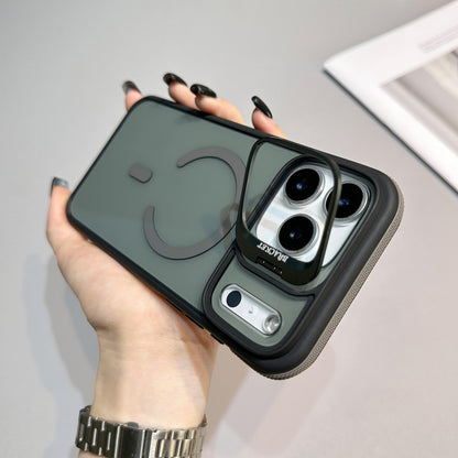 Luxury Magnetic Suction Phone Case for Apple 16 Creative Lens Bracket 14 Two-Color Drop-Proof Case