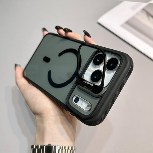 Luxury Magnetic Suction Phone Case for Apple 16 Creative Lens Bracket 14 Two-Color Drop-Proof Case