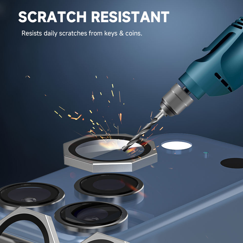 Premium Octagonal 9H Tempered Glass Camera Lens Protector for iPhone 11–17 Pro / Pro Max / Plus Precision Protection. Crystal Perfection