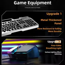 Gaming Wired Mechanical Keyboard Mouse Set Rainbow Glow Backlight 104 Keys Metal Panel Mechanical Keyboard for Laptop Desktop