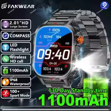 Men's smart watch GPS track Bluetooth call 1100mAh battery 100 days standby time 2.01 inch screen IP68 waterproof motion tracker