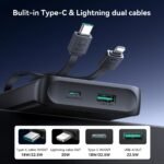 JOYROOM JR-PBF19 22.5W digital display with dual cable Powerbank 10000mAh - black - Image 3