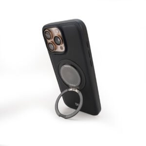🔥 360° Ring Stand Magnetic Leather Phone Case (Wireless Charging Supported)Black